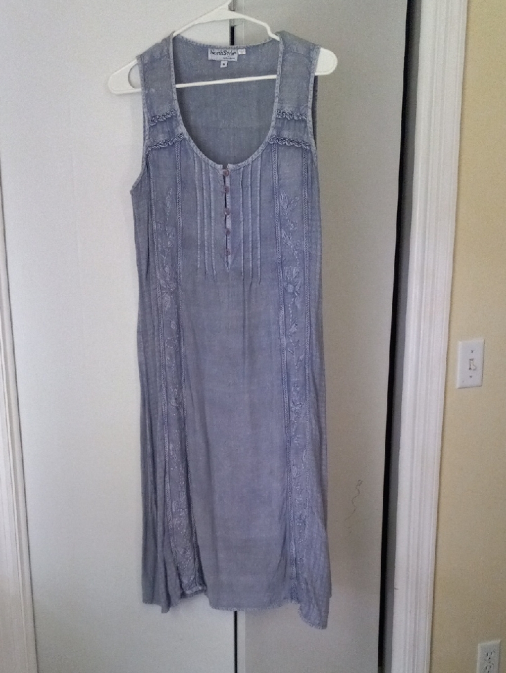 NorthStyle Light Blue Sleeveless Embroidered Maxi Dress